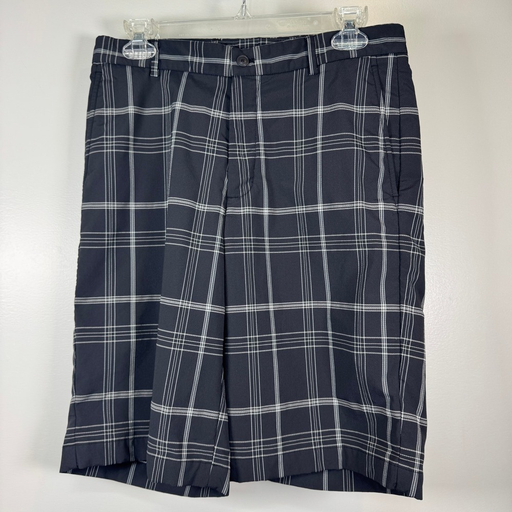 Slazenger Plaid Golf Shorts Mens 30 Black White Performance Stretch Lightweight